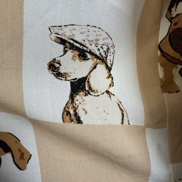 Jane and Delancey Dog Print Button Up Shirt Womens Frenchie Poodle Corgy Med Art - Picture 11 of 16